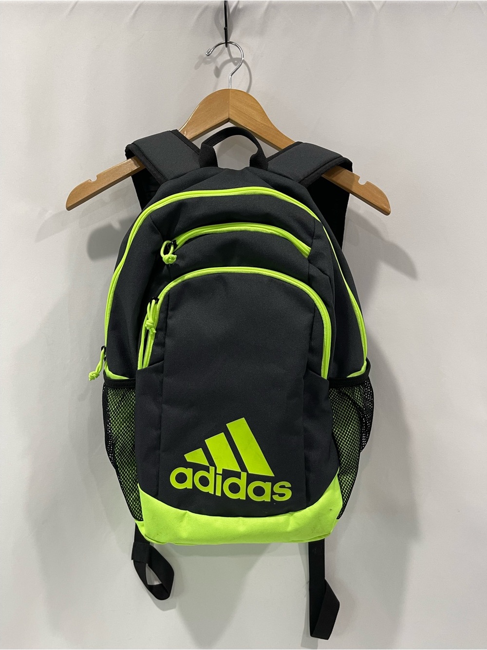 Adidas Black and Neon Green Sport Backpack